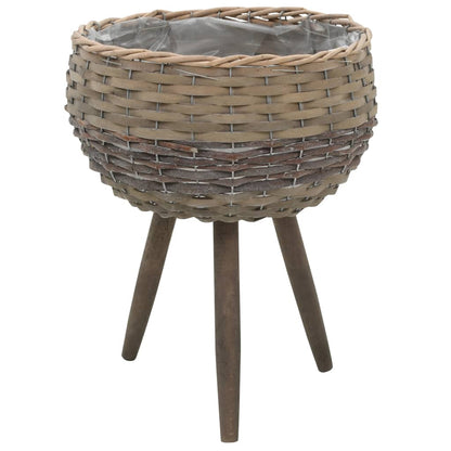 vidaXL Jardinières 3 pcs. Osier avec doublure en PE