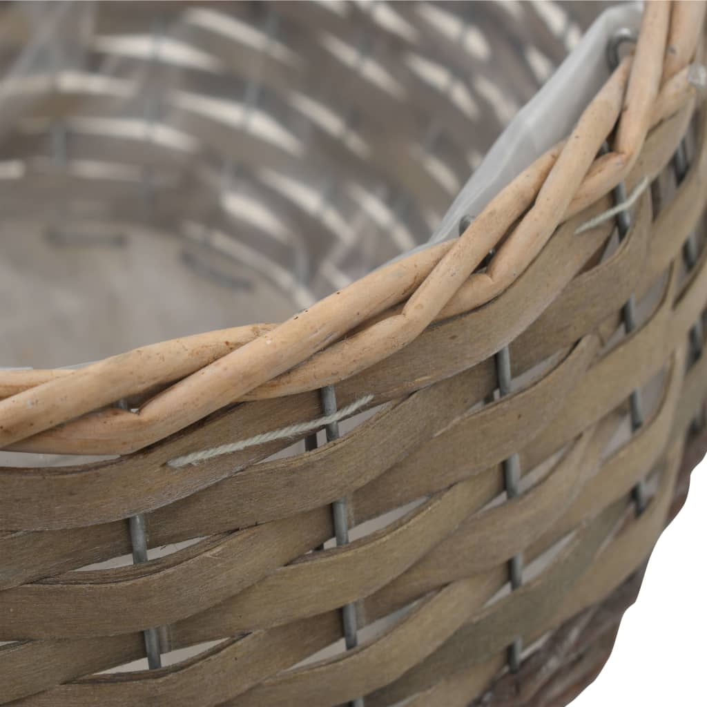 vidaXL Jardinières 3 pcs. Osier avec doublure en PE