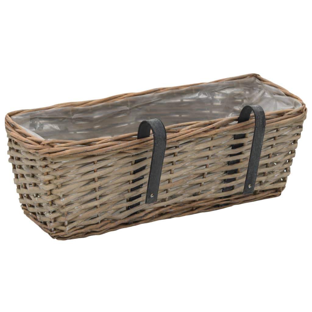 vidaXL Jardinières de balcon 2 pcs Osier avec doublure en PE 40 cm
