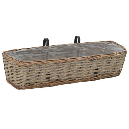 vidaXL Jardinières de balcon 2 pcs Osier avec doublure en PE 60 cm