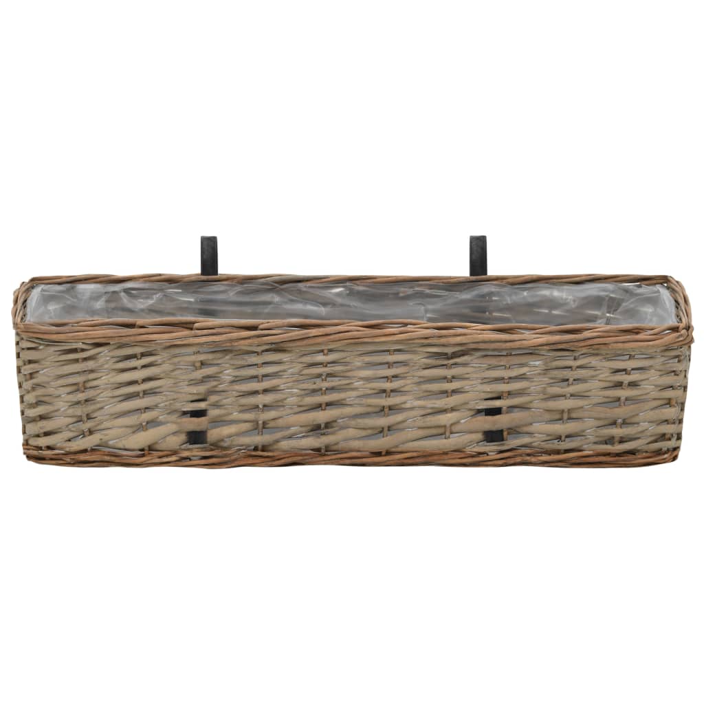 vidaXL Jardinières de balcon 2 pcs Osier avec doublure en PE 60 cm