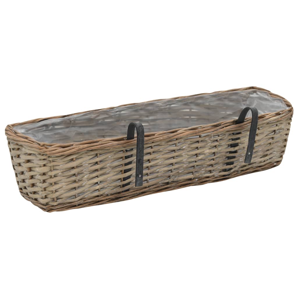 vidaXL Jardinières de balcon 2 pcs Osier avec doublure en PE 60 cm