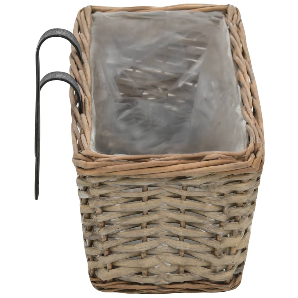 vidaXL Jardinières de balcon 2 pcs Osier avec doublure en PE 60 cm