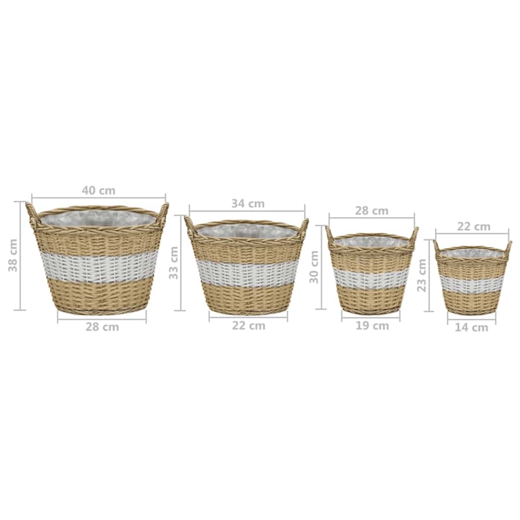 vidaXL Carré potager 4 pcs. en saule avec doublure PE