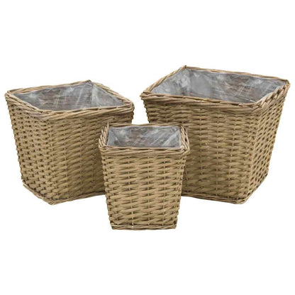 vidaXL Jardinière surélevée en osier, 3 pièces, avec doublure en PE