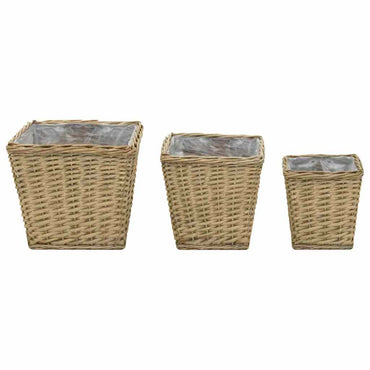 vidaXL Jardinière surélevée en osier, 3 pièces, avec doublure en PE