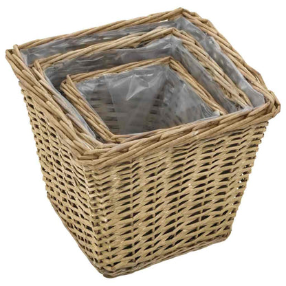 vidaXL Jardinière surélevée en osier, 3 pièces, avec doublure en PE