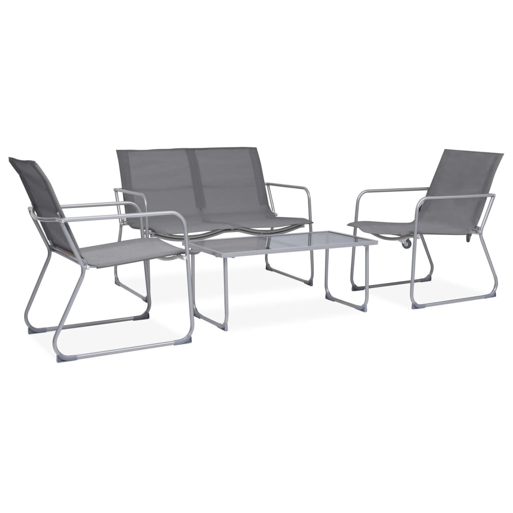 vidaXL Salon de jardin 4 pcs Tissu et acier Gris