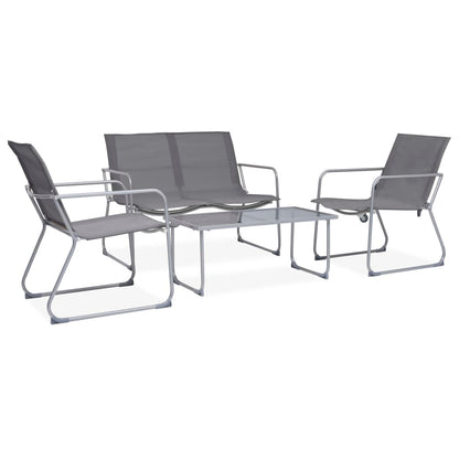 vidaXL Salon de jardin 4 pcs Tissu et acier Gris
