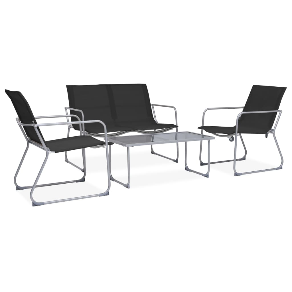 vidaXL Ensemble de meubles de jardin 4 pcs Tissu et acier Noir
