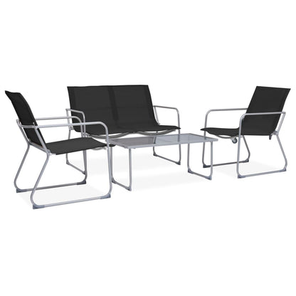 vidaXL Ensemble de meubles de jardin 4 pcs Tissu et acier Noir