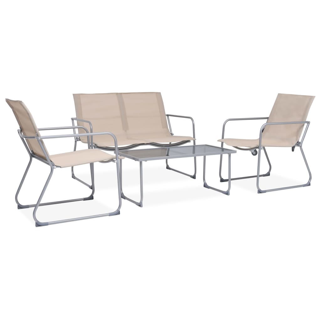 vidaXL Ensemble de jardin 4 pcs Tissu et acier Crème