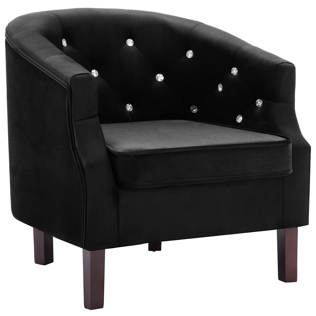 vidaXL Fauteuil Velours Noir