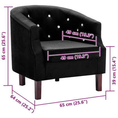 vidaXL Fauteuil Velours Noir