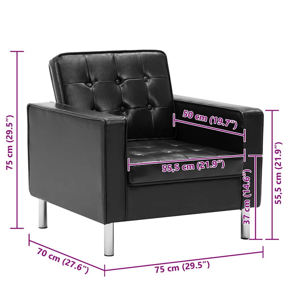 vidaXL Sessel Schwarz 75x70x75 cm Kunstleder