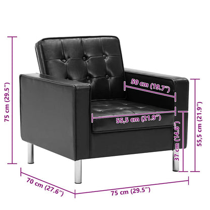 vidaXL Sessel Schwarz 75x70x75 cm Kunstleder