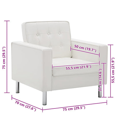vidaXL Sessel Weiß 75x70x75 cm Kunstleder