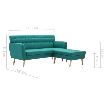 vidaXL Sofa L-Form Stoff 171,5x138x81,5 cm Grün