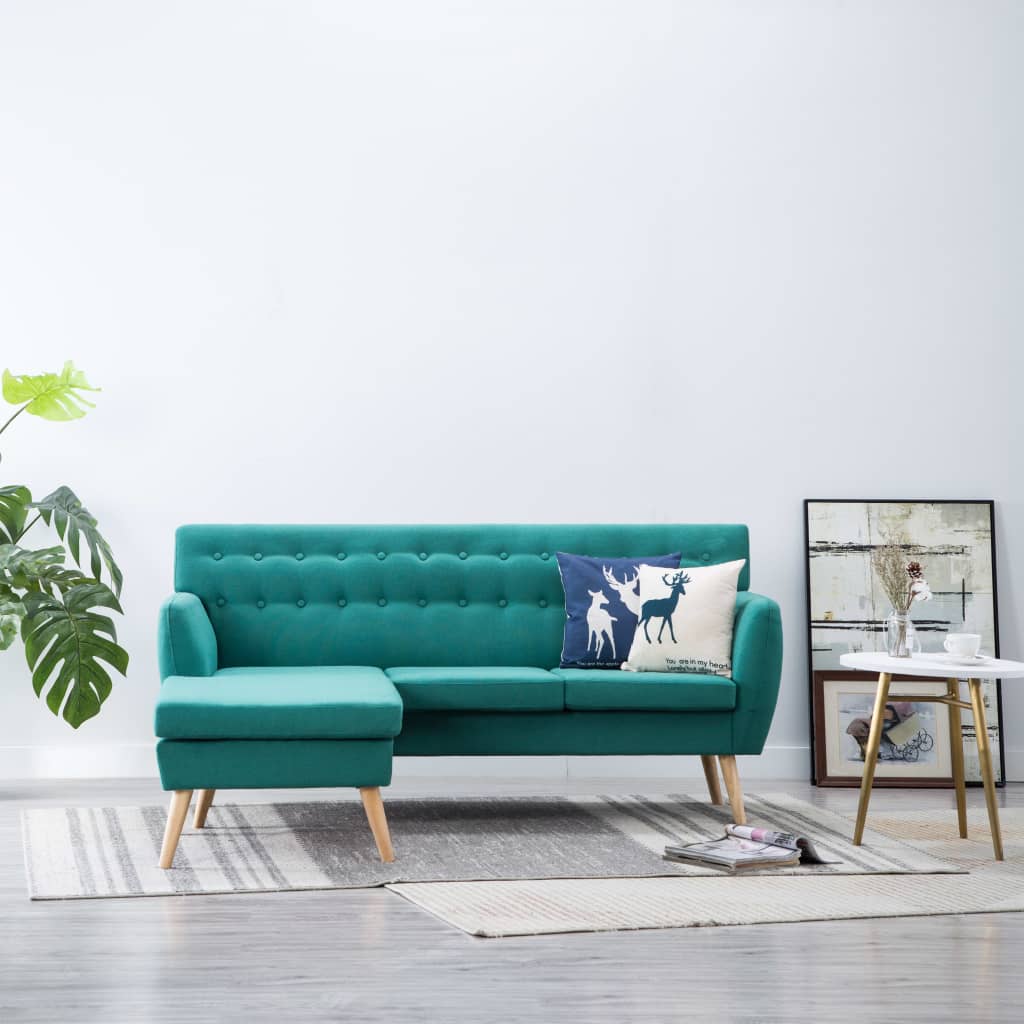 vidaXL Sofa L-Form Stoff 171,5x138x81,5 cm Grün