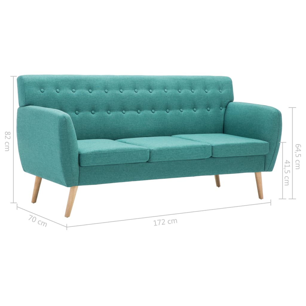 vidaXL 3-Sitzer-Sofa Stoff 172x70x82 cm Grün