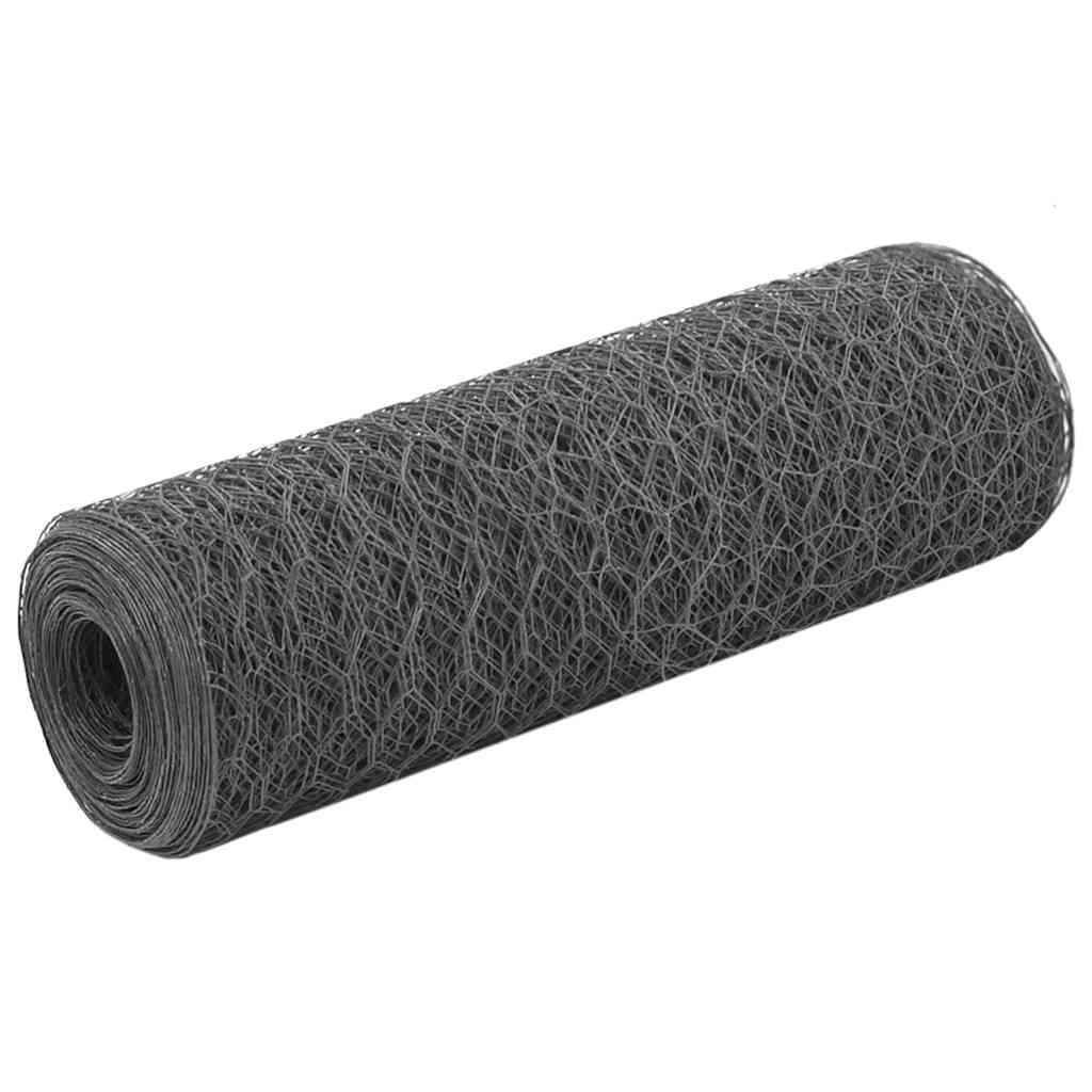 vidaXL Clôture grillagée en acier enduit de PVC 25x0,5 m Gris