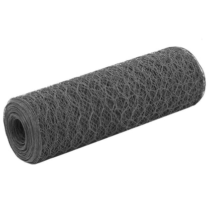 vidaXL Clôture grillagée en acier enduit de PVC 25x0,5 m Gris