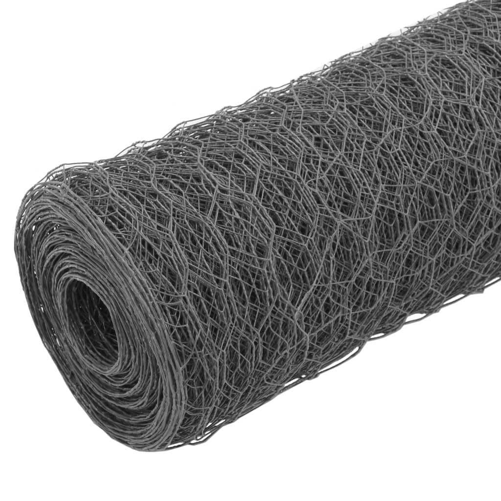vidaXL Clôture grillagée en acier enduit de PVC 25x0,5 m Gris