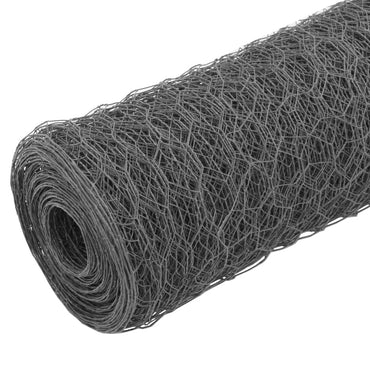 vidaXL Grillage en acier à revêtement PVC 25x0,5 m Gris