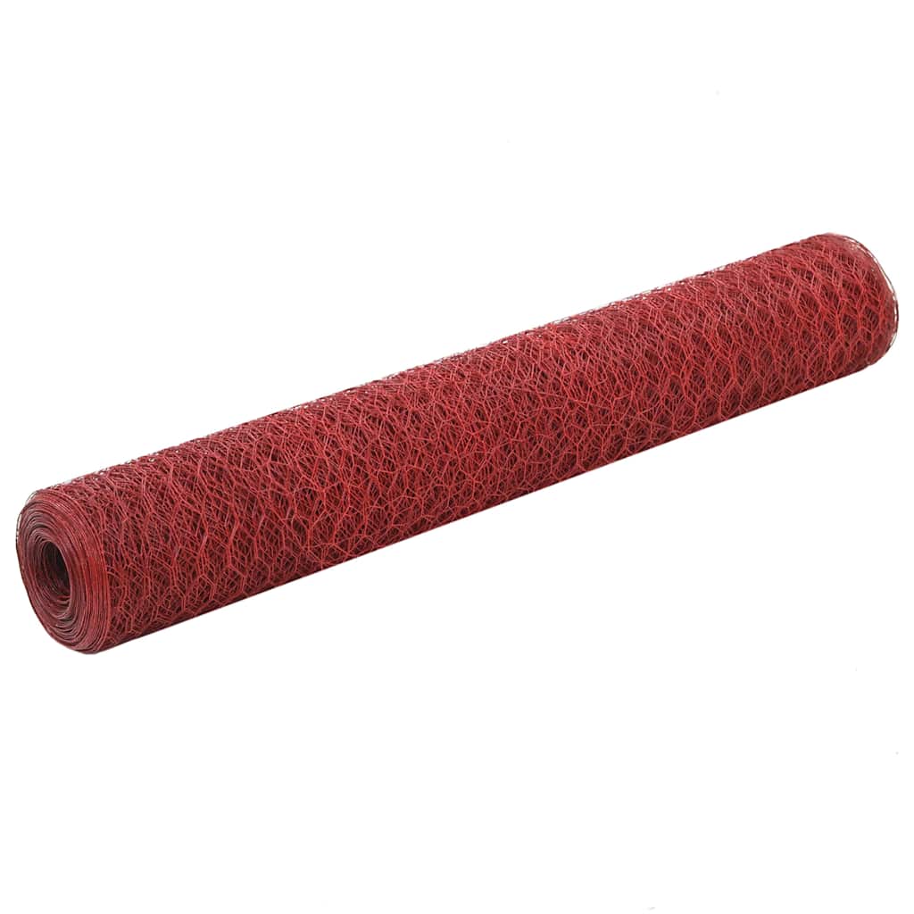 vidaXL Clôture en grillage en acier enduit de PVC 25x1 m Rouge