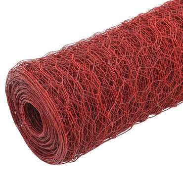 vidaXL Clôture grillagée en acier enduit de PVC 25x1 m rouge