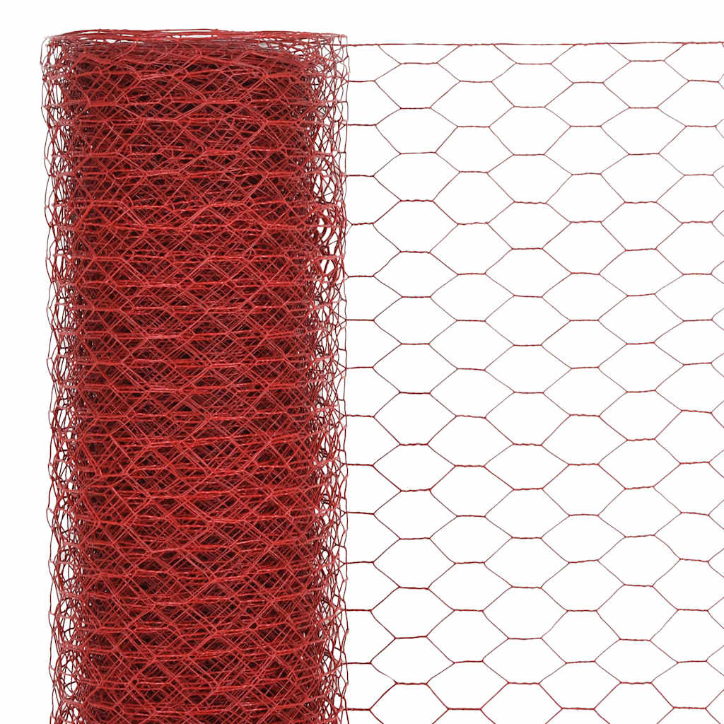 vidaXL Clôture grillagée en acier avec revêtement PVC 25x1,2 m Rouge