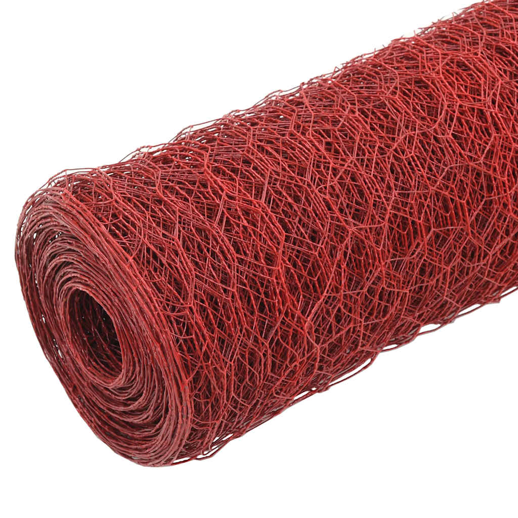 vidaXL Clôture grillagée en acier avec revêtement PVC 25x1,2 m Rouge