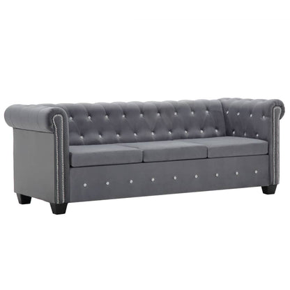 vidaXL Chesterfield Sofa 3-Sitzer Samtbezug 199x75x72 cm Grau
