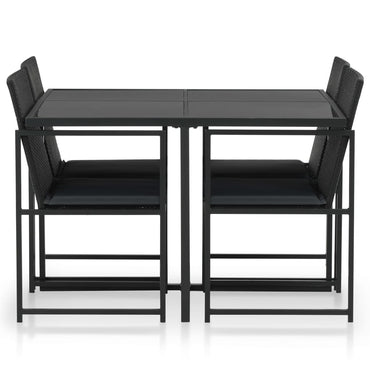 vidaXL 5-tlg. Garten-Essgruppe mit Auflagen Poly Rattan Schwarz
