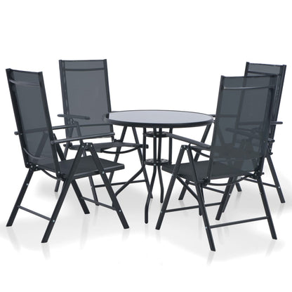 vidaXL 5-tlg. Garten-Essgruppe Aluminium und Textilene Schwarz