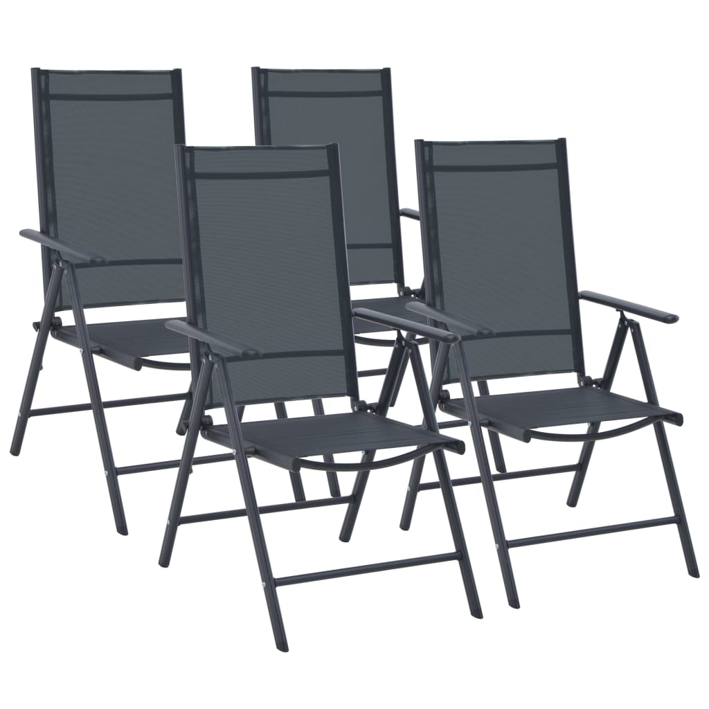 vidaXL 5-tlg. Garten-Essgruppe Aluminium und Textilene Schwarz