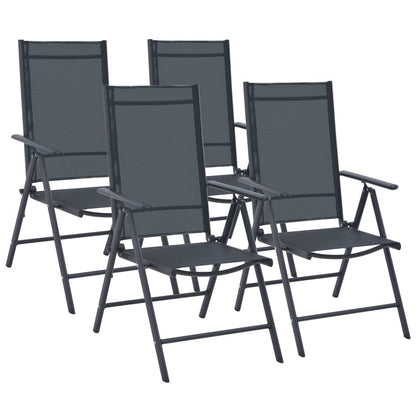 vidaXL 5-tlg. Garten-Essgruppe Aluminium und Textilene Schwarz