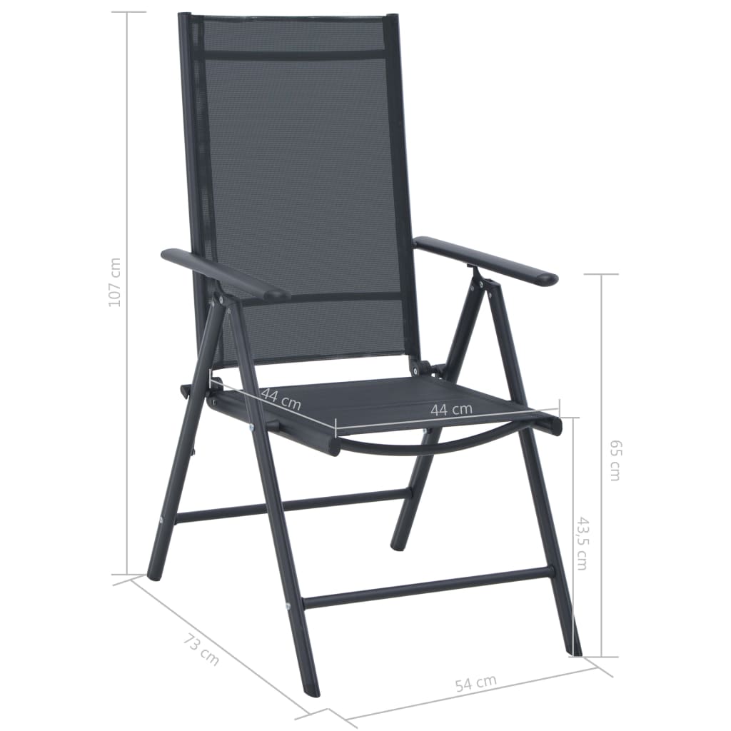 vidaXL 5-tlg. Garten-Essgruppe Aluminium und Textilene Schwarz