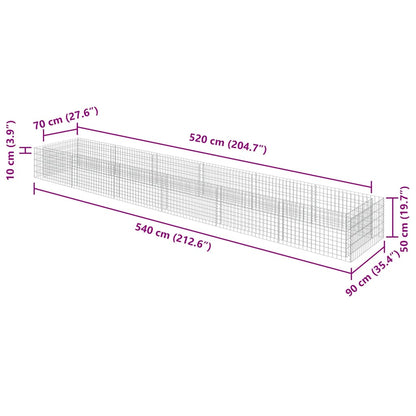 vidaXL Gabionen-Hochbeet Verzinkter Stahl 540×90×50 cm