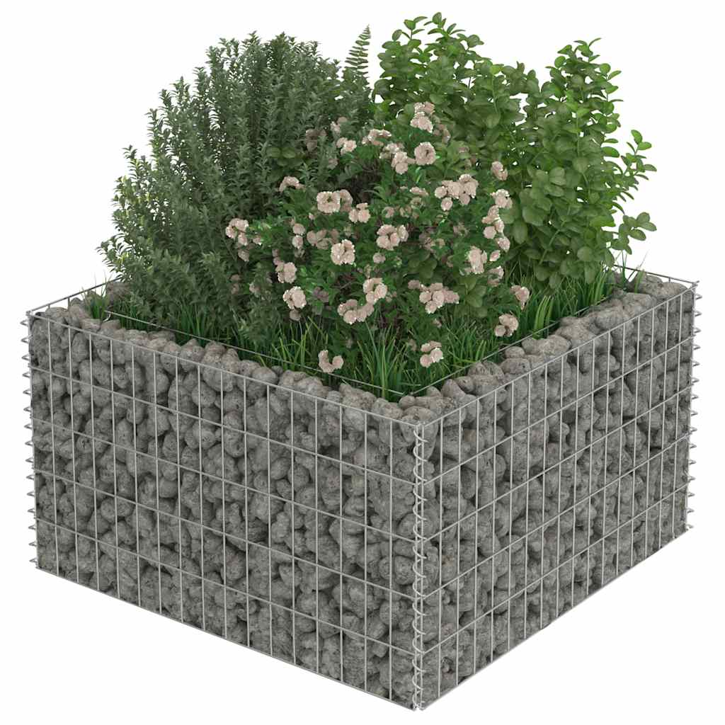 vidaXL Gabionen-Hochbeet Verzinkter Stahl 90×90×50 cm