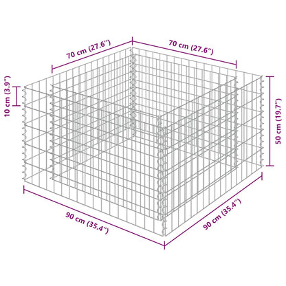 vidaXL Gabionen-Hochbeet Verzinkter Stahl 90×90×50 cm