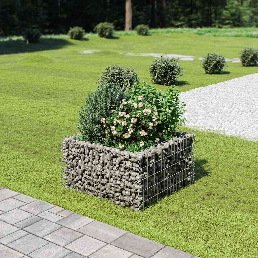 vidaXL Gabionen-Hochbeet Verzinkter Stahl 90×90×50 cm