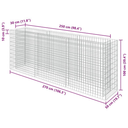 vidaXL Gabionen-Hochbeet Verzinkter Stahl 270×50×100 cm