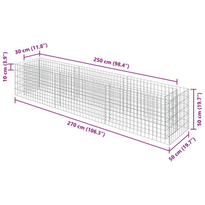 vidaXL Gabionen-Hochbeet Verzinkter Stahl 270×50×50 cm