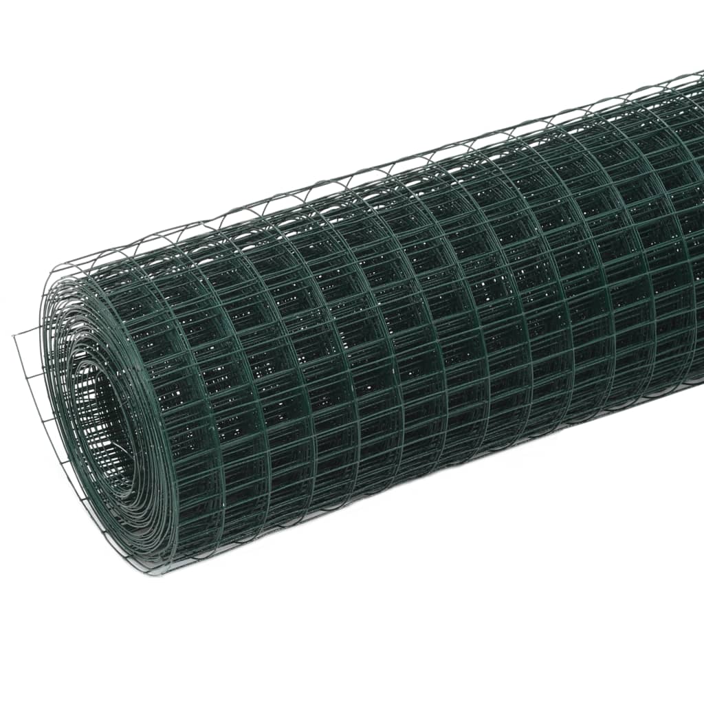 vidaXL Clôture grillagée en acier enduit de PVC 10x1,5 m vert