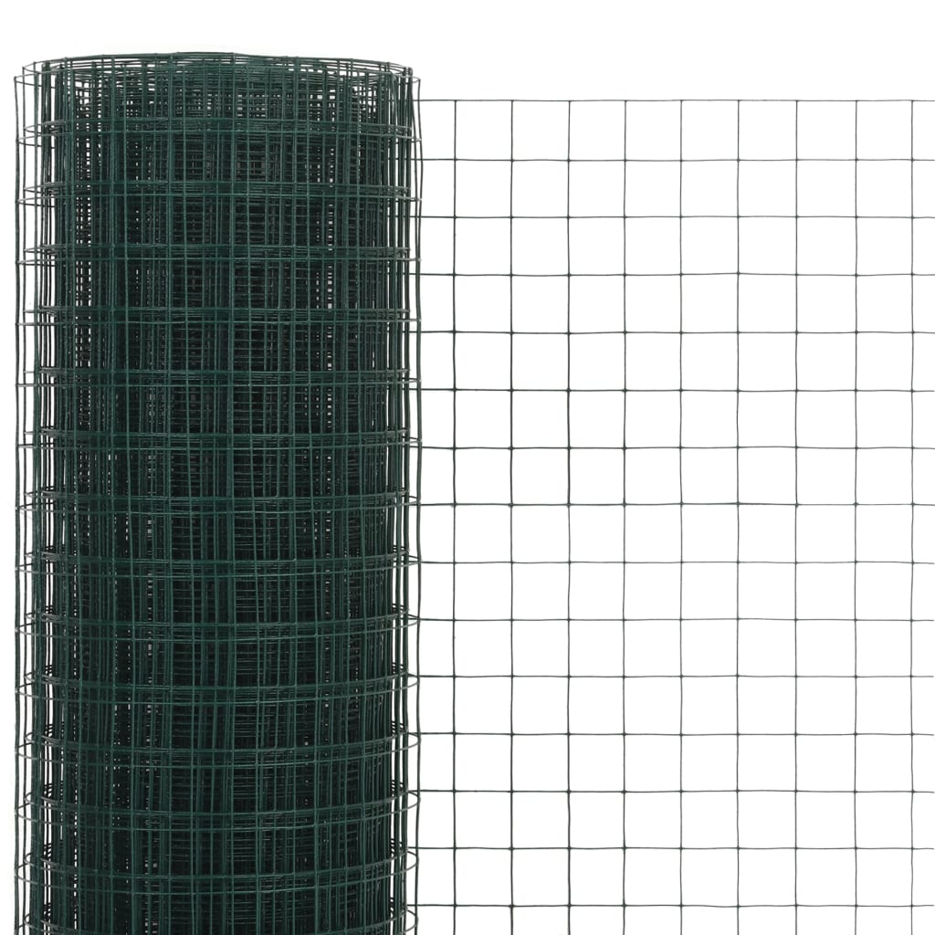 vidaXL Clôture grillagée en acier enduit de PVC 10x1,5 m vert