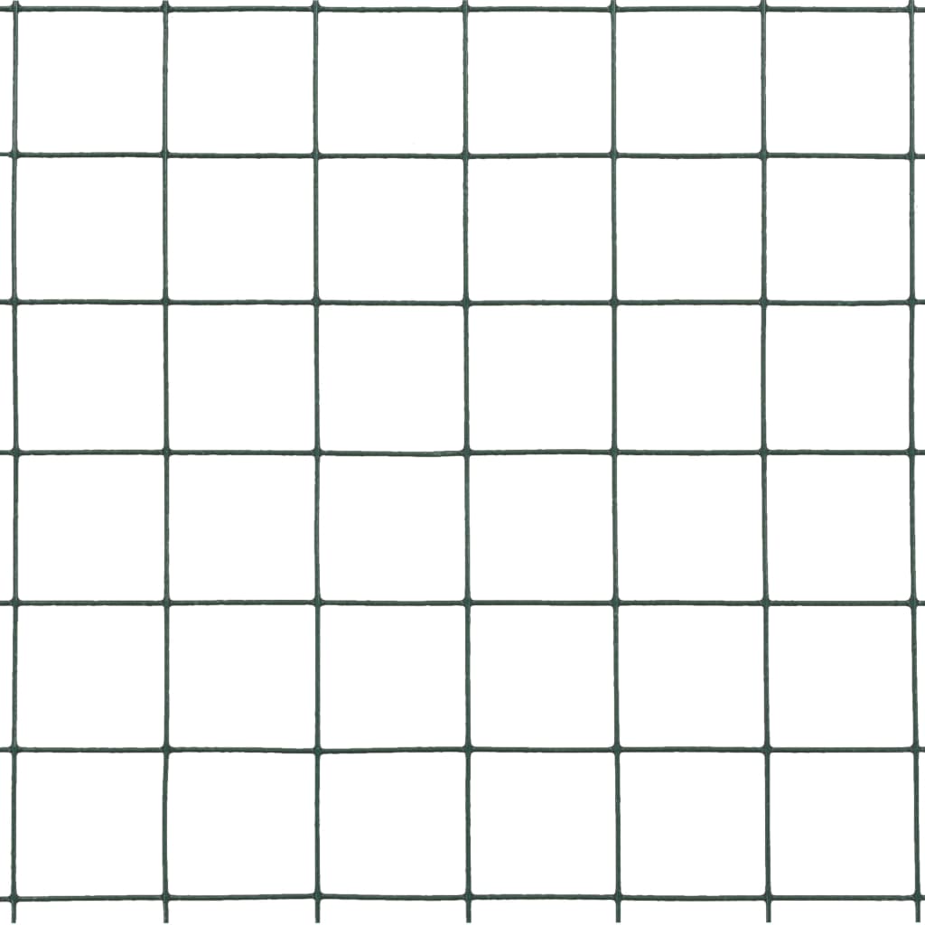 vidaXL Clôture grillagée en acier avec revêtement PVC 25x0,5 m vert