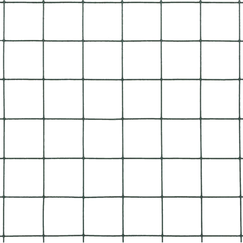 vidaXL Clôture grillagée en acier revêtu de PVC 25x0,5 m Vert