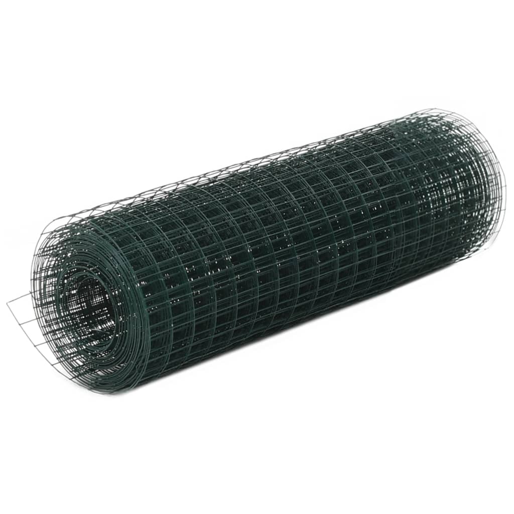 vidaXL Clôture grillagée en acier avec revêtement PVC 25x0,5 m vert