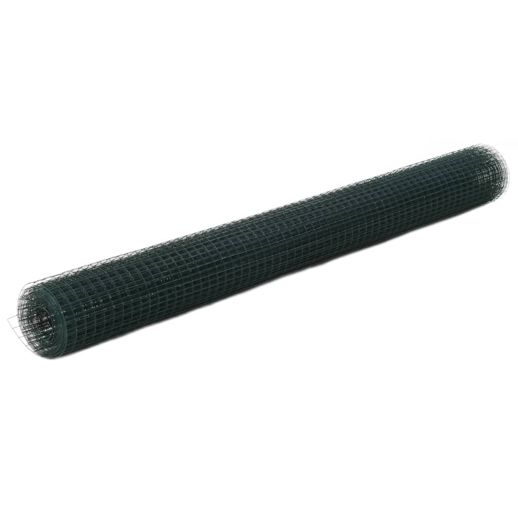 vidaXL Grillage Acier avec Revêtement PVC 25x1,5 m Vert
